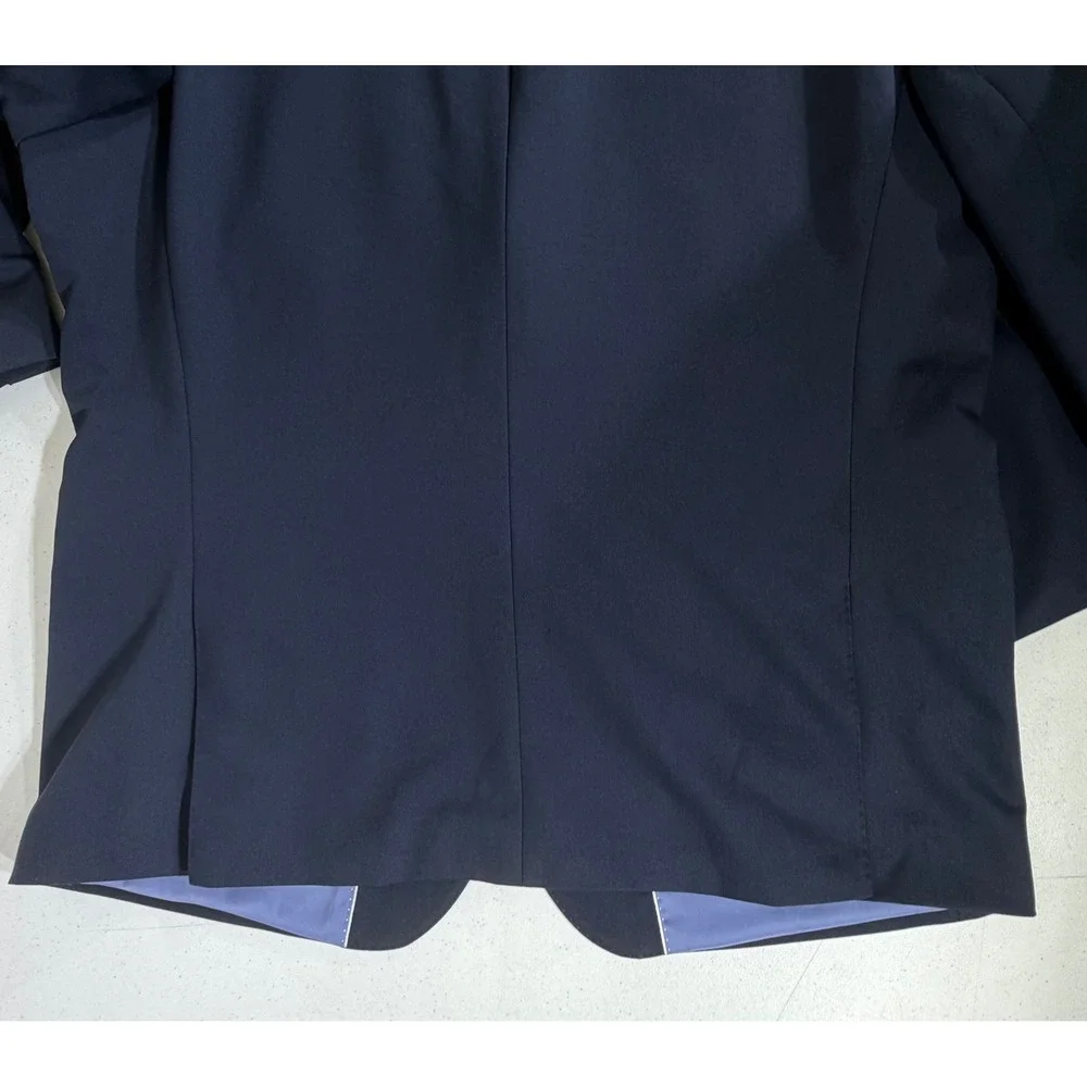 SuitShop Blazer 46S Navy Blue Slim Fit Stretch Two-Button Suit Jacket READ